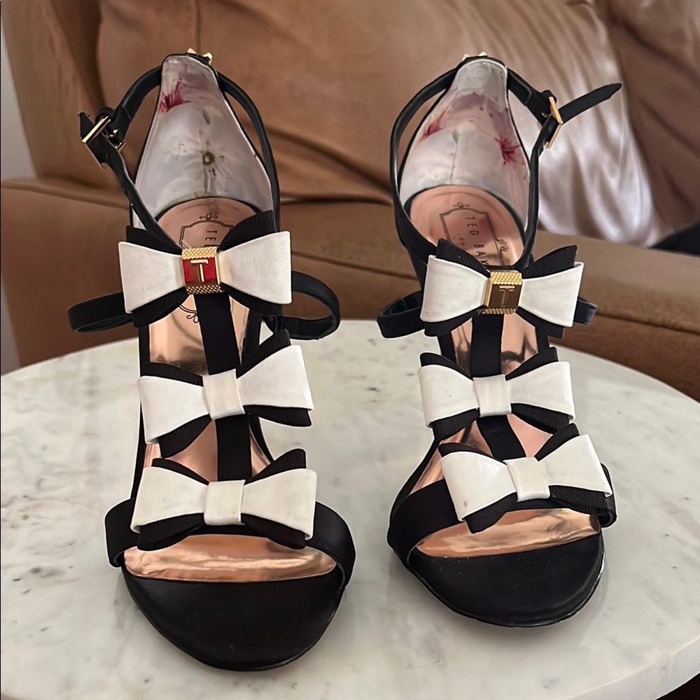 Ted Baker Black and White Strappy Heels